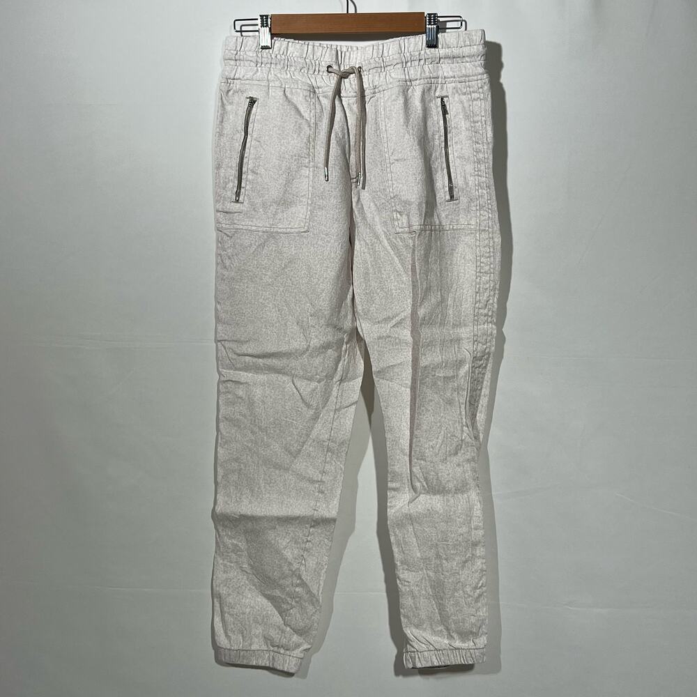 Athleta White Cabo Linen Cheetah Print Grey Joggers Pants Womens Size 8 Casual - Picture 3 of 6